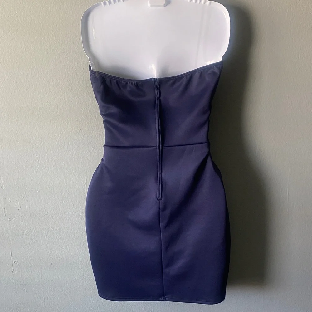 NWT Charlotte Russe Strapless Navy Tie-Waist Cocktail Dress - Picture 8 of 11